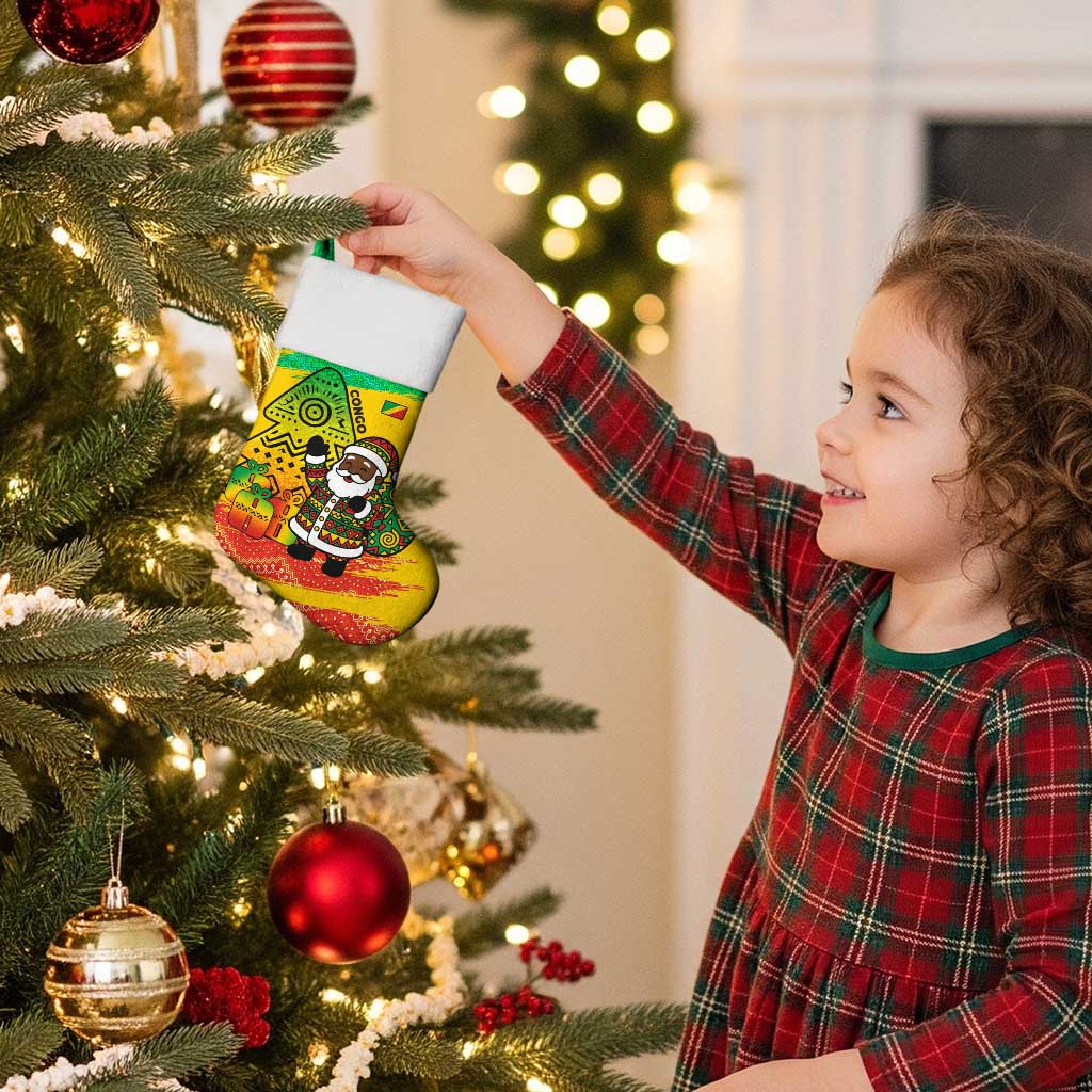 Congo Christmas Stocking with African Santa Tribal Tree and Colorful Gift Design - Wonder Print Shop