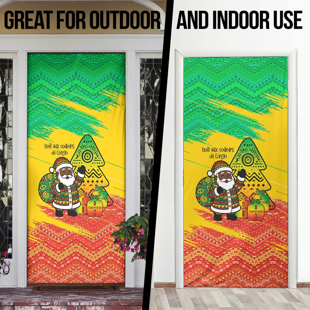 Congo Christmas Door Cover with African Santa Tribal Tree and Colorful Gift Design - Wonder Print Shop