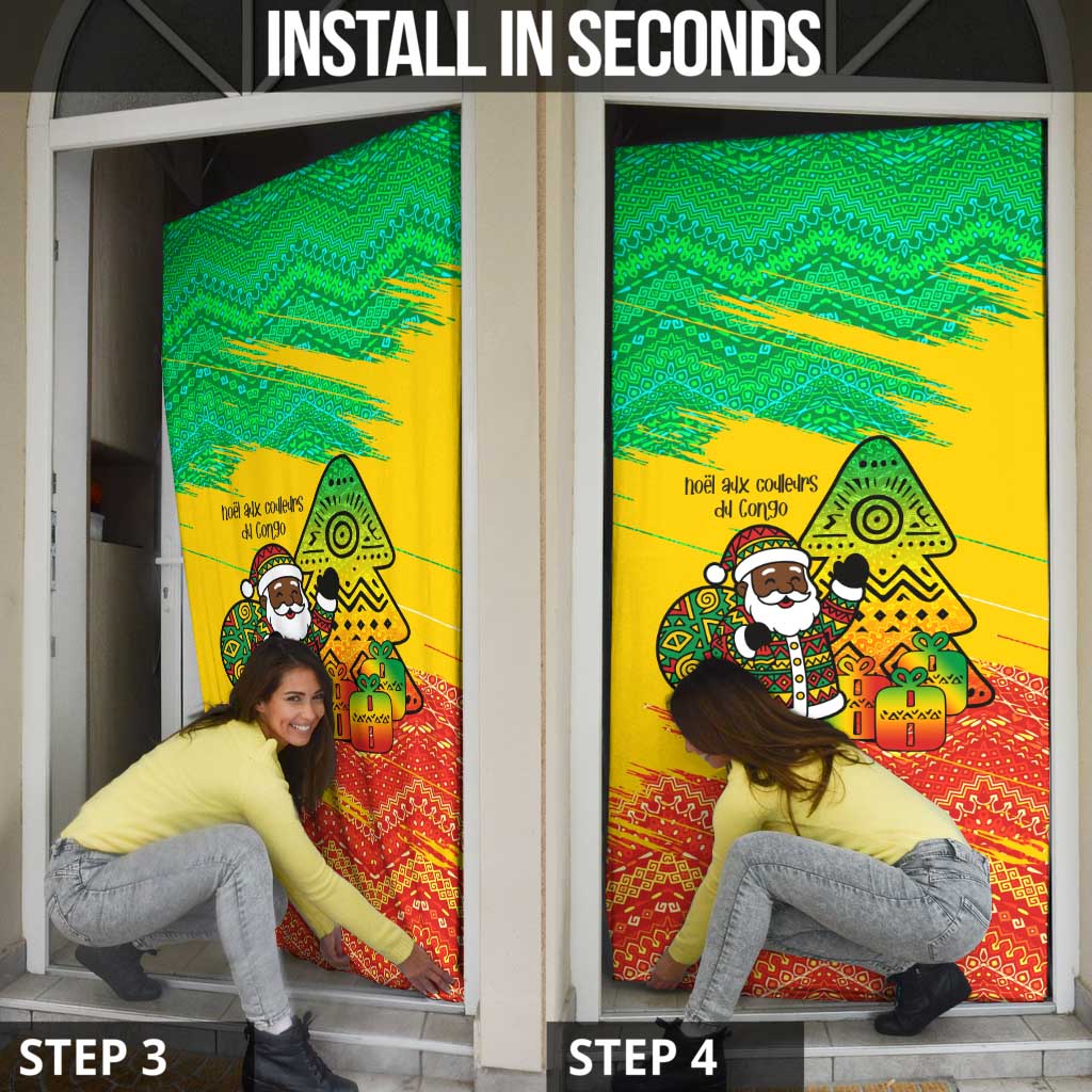 Congo Christmas Door Cover with African Santa Tribal Tree and Colorful Gift Design - Wonder Print Shop