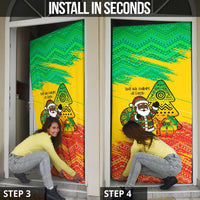 Congo Christmas Door Cover with African Santa Tribal Tree and Colorful Gift Design - Wonder Print Shop