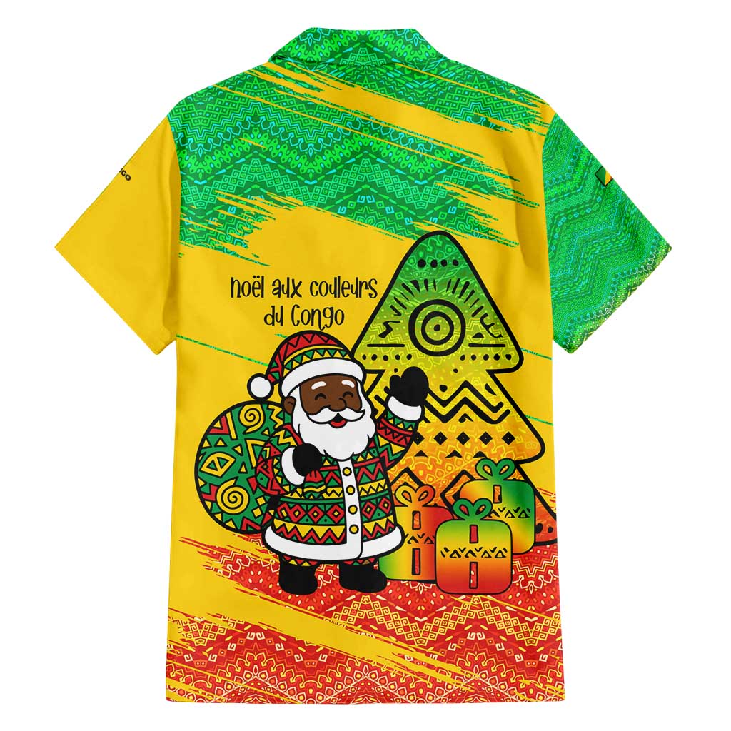 Congo Christmas Family Matching Long Sleeve Bodycon Dress and Hawaiian Shirt with African Santa Tribal Tree and Colorful Gift Design - Wonder Print Shop