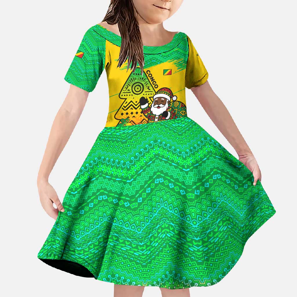 Congo Christmas Family Matching Mermaid Dress and Hawaiian Shirt with African Santa Tribal Tree and Colorful Gift Design - Wonder Print Shop