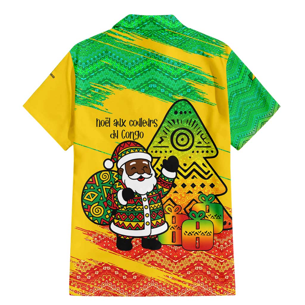 Congo Christmas Family Matching Mermaid Dress and Hawaiian Shirt with African Santa Tribal Tree and Colorful Gift Design - Wonder Print Shop