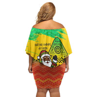 Congo Christmas Family Matching Off Shoulder Short Dress and Hawaiian Shirt with African Santa Tribal Tree and Colorful Gift Design - Wonder Print Shop