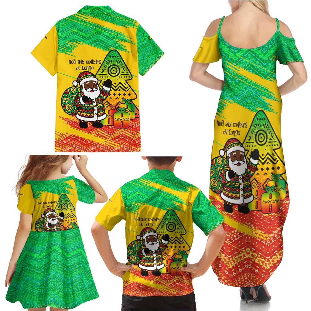Congo Christmas Family Matching Summer Maxi Dress and Hawaiian Shirt with African Santa Tribal Tree and Colorful Gift Design - Wonder Print Shop
