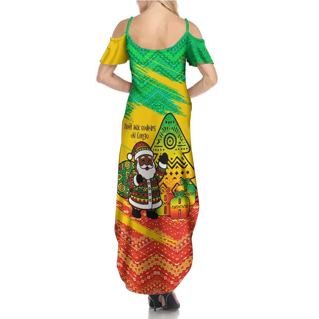 Congo Christmas Family Matching Summer Maxi Dress and Hawaiian Shirt with African Santa Tribal Tree and Colorful Gift Design - Wonder Print Shop