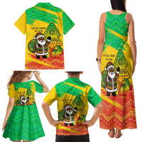 Congo Christmas Family Matching Tank Maxi Dress and Hawaiian Shirt with African Santa Tribal Tree and Colorful Gift Design - Wonder Print Shop