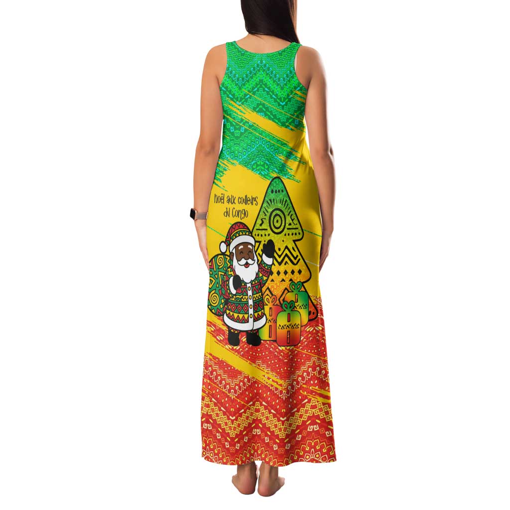 Congo Christmas Family Matching Tank Maxi Dress and Hawaiian Shirt with African Santa Tribal Tree and Colorful Gift Design - Wonder Print Shop