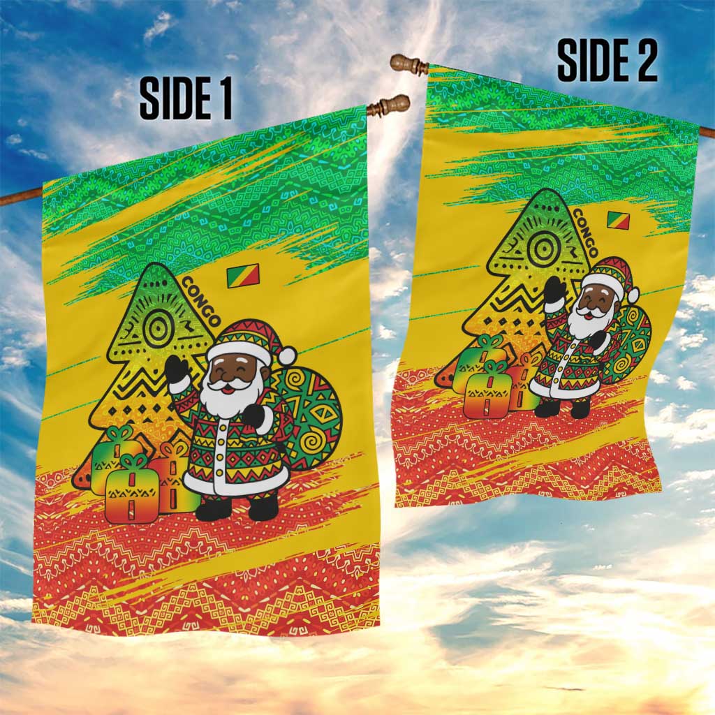 Congo Christmas Garden Flag with African Santa Tribal Tree and Colorful Gift Design - Wonder Print Shop