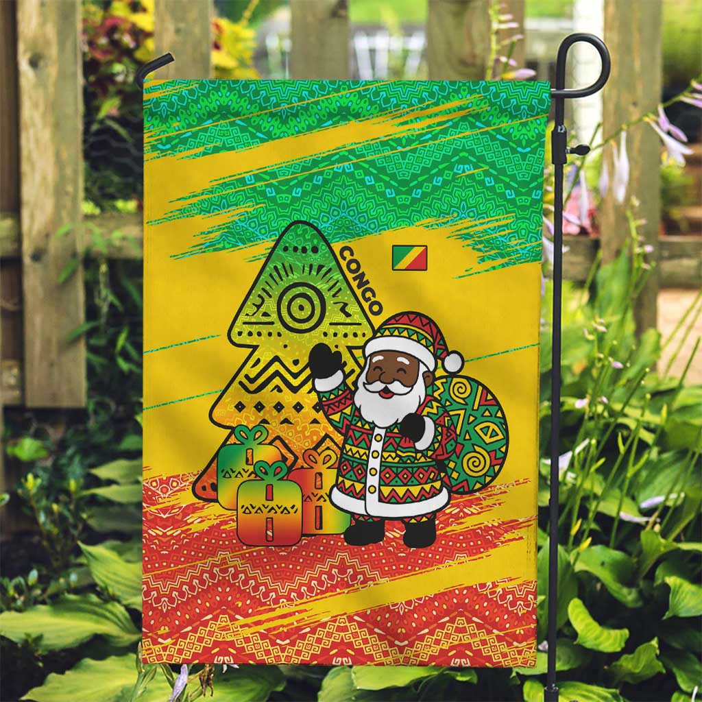 Congo Christmas Garden Flag with African Santa Tribal Tree and Colorful Gift Design - Wonder Print Shop