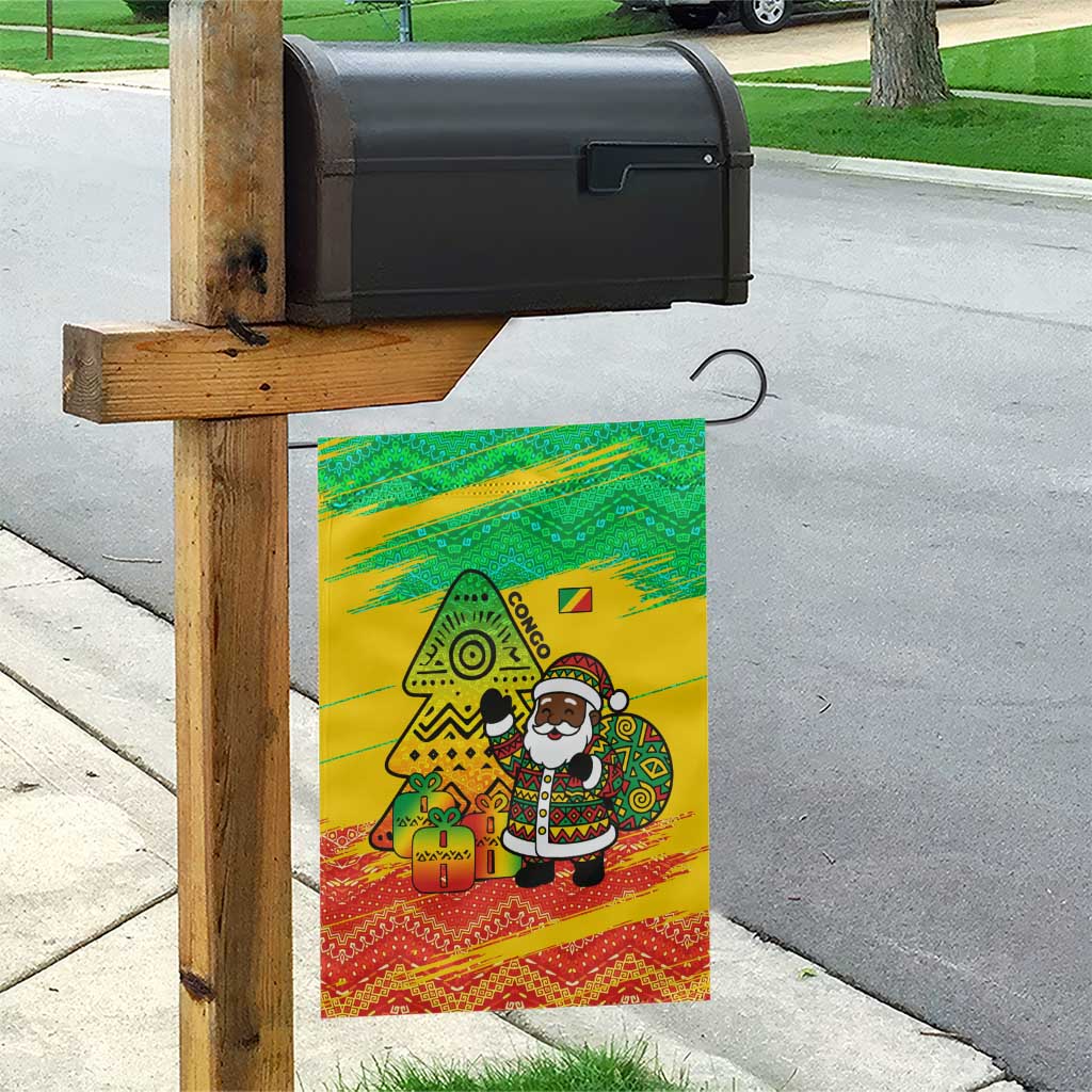 Congo Christmas Garden Flag with African Santa Tribal Tree and Colorful Gift Design - Wonder Print Shop