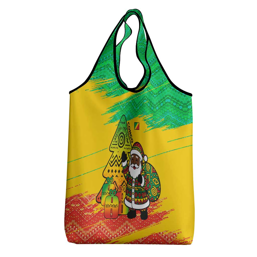 Congo Christmas Grocery Bag with African Santa Tribal Tree and Colorful Gift Design - Wonder Print Shop