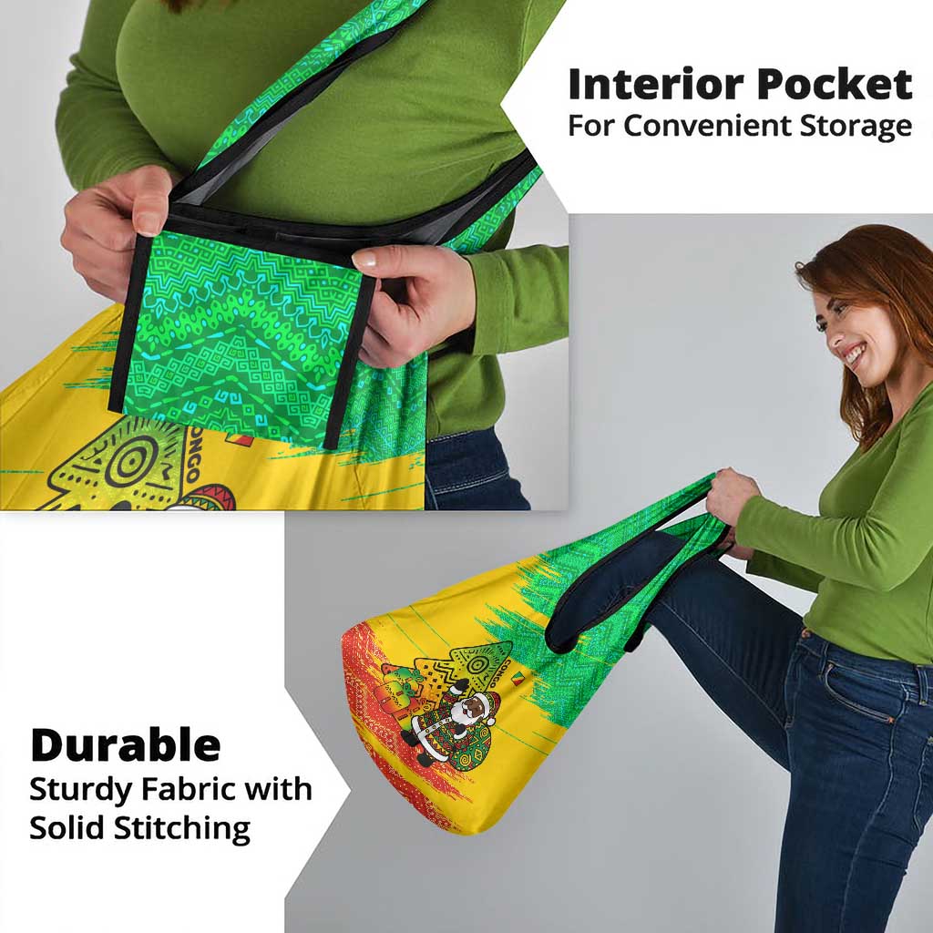 Congo Christmas Grocery Bag with African Santa Tribal Tree and Colorful Gift Design - Wonder Print Shop