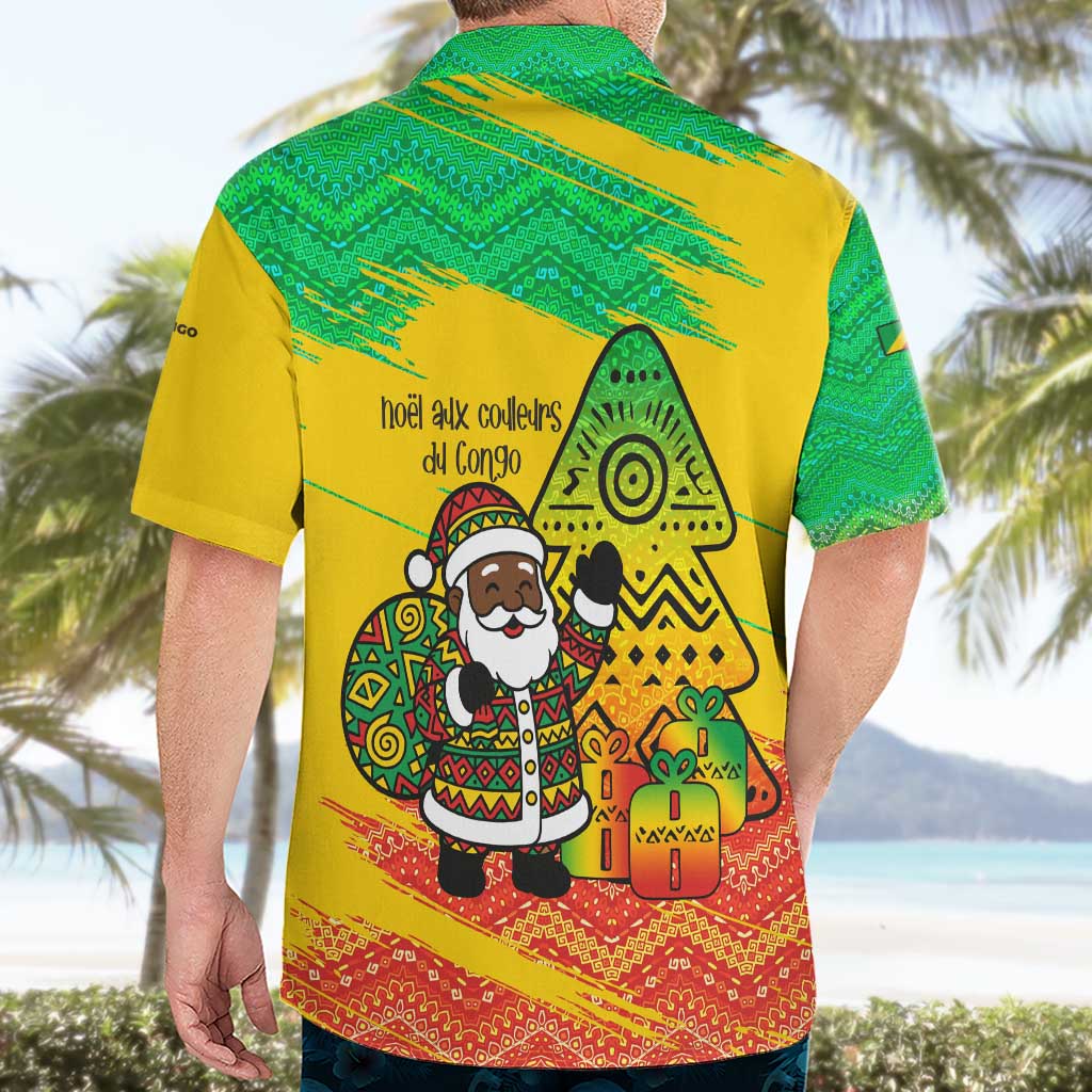 Congo Christmas Hawaiian Shirt with African Santa Tribal Tree and Colorful Gift Design - Wonder Print Shop