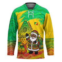 Congo Christmas Hockey Jersey with African Santa Tribal Tree and Colorful Gift Design - Wonder Print Shop