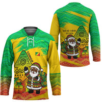 Congo Christmas Hockey Jersey with African Santa Tribal Tree and Colorful Gift Design - Wonder Print Shop