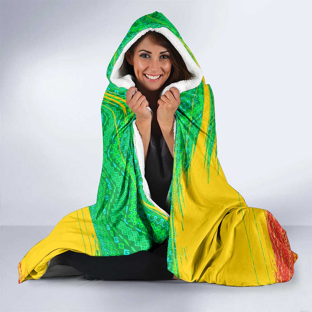 Congo Christmas Hooded Blanket with African Santa Tribal Tree and Colorful Gift Design - Wonder Print Shop