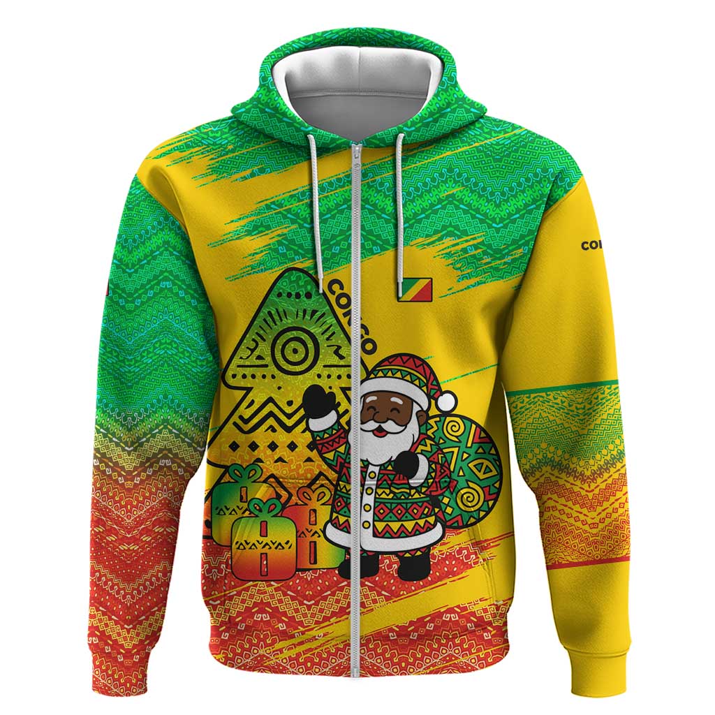 Congo Christmas Hoodie with African Santa Tribal Tree and Colorful Gift Design - Wonder Print Shop