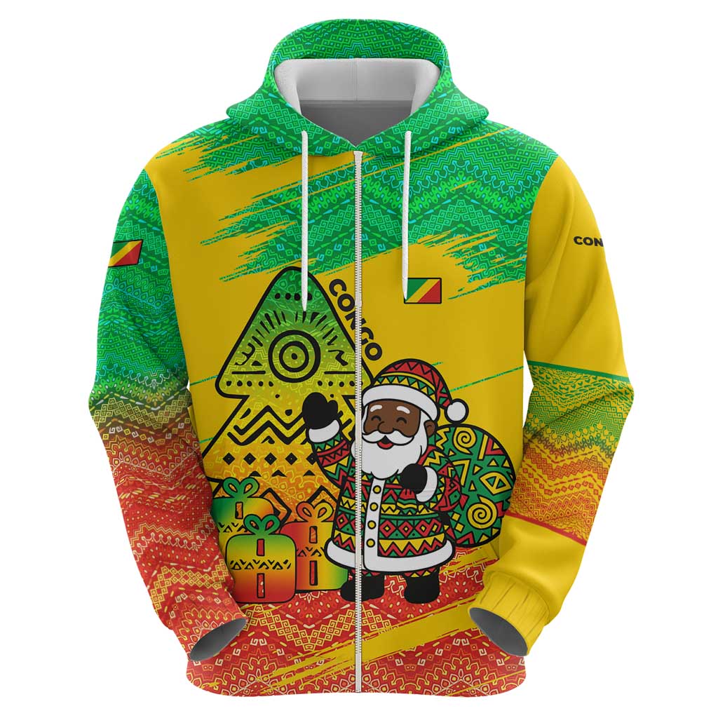 Congo Christmas Hoodie with African Santa Tribal Tree and Colorful Gift Design - Wonder Print Shop