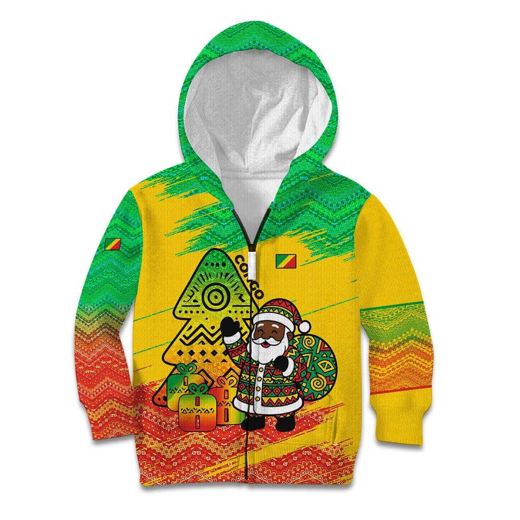 Congo Christmas Kid Hoodie with African Santa Tribal Tree and Colorful Gift Design - Wonder Print Shop