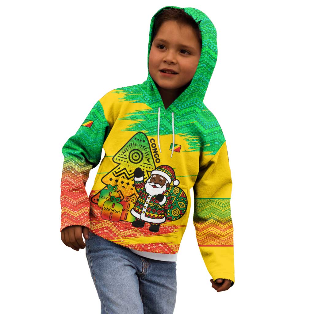 Congo Christmas Kid Hoodie with African Santa Tribal Tree and Colorful Gift Design - Wonder Print Shop