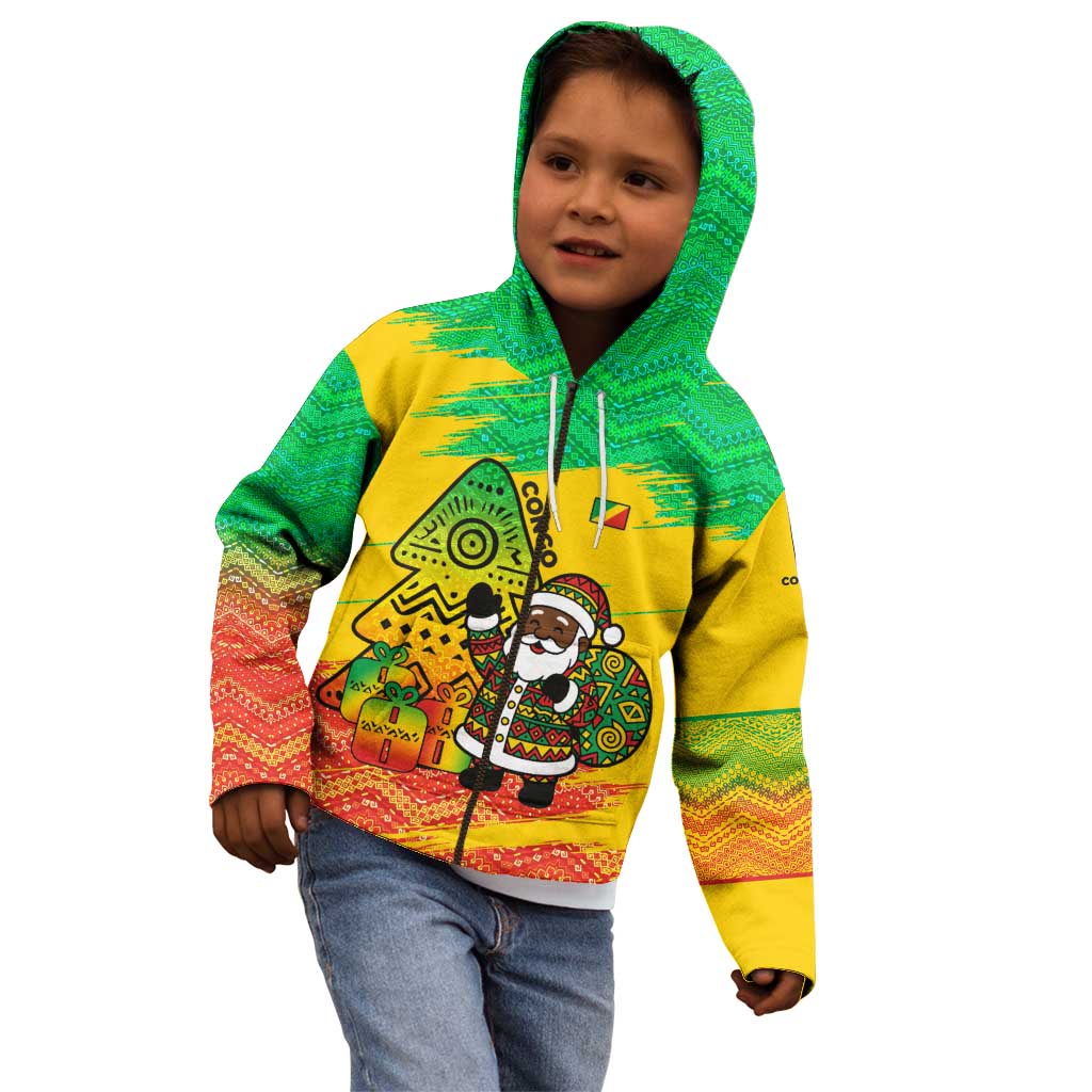 Congo Christmas Kid Hoodie with African Santa Tribal Tree and Colorful Gift Design - Wonder Print Shop