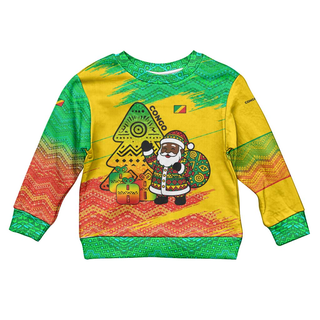 Congo Christmas Kid Ugly Christmas Sweater with African Santa Tribal Tree and Colorful Gift Design - Wonder Print Shop