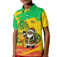 Congo Christmas Kid Polo Shirt with African Santa Tribal Tree and Colorful Gift Design - Wonder Print Shop