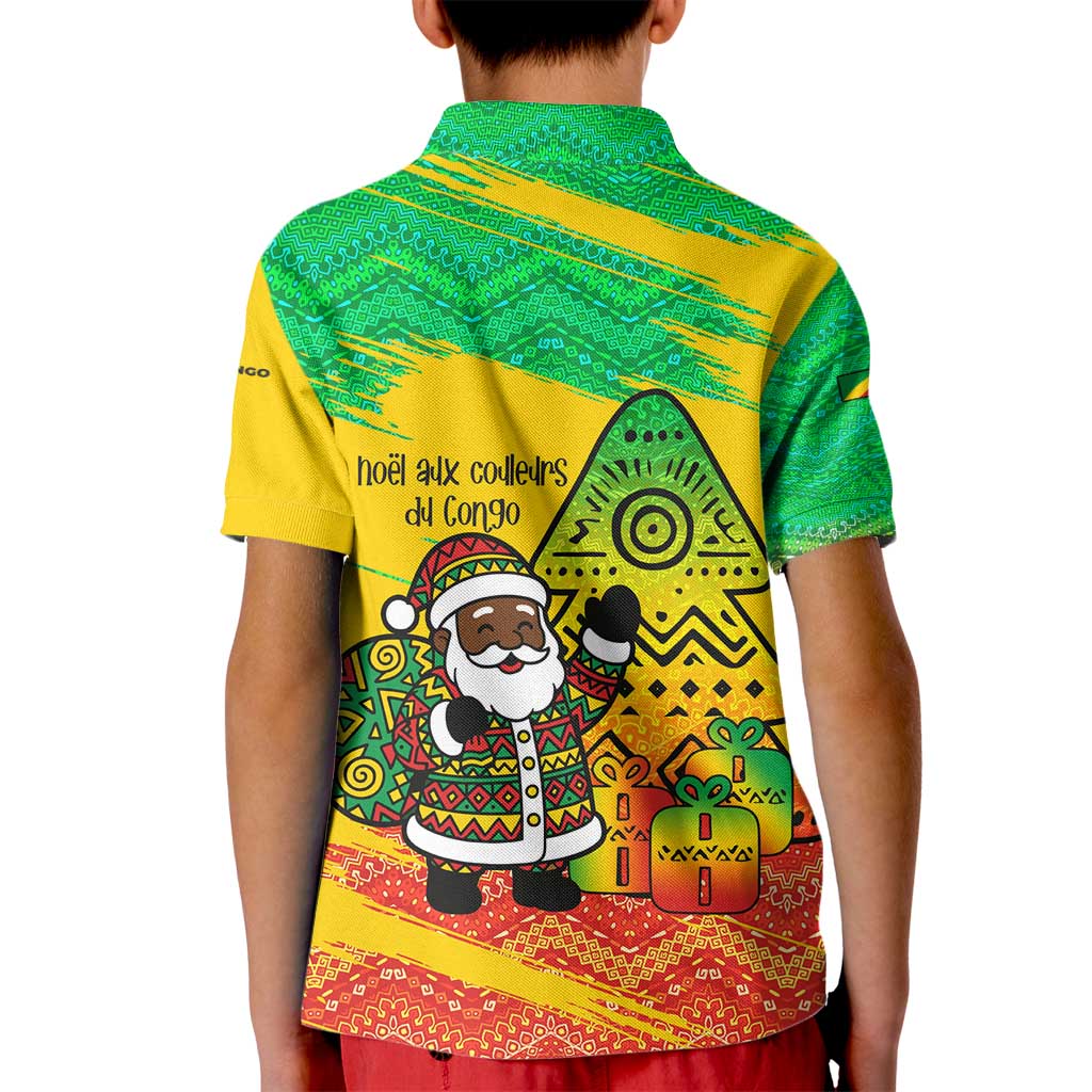 Congo Christmas Kid Polo Shirt with African Santa Tribal Tree and Colorful Gift Design - Wonder Print Shop