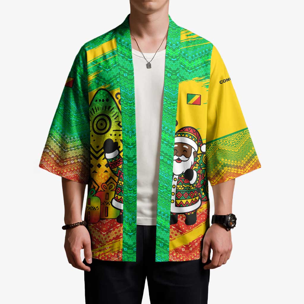 Congo Christmas Kimono with African Santa Tribal Tree and Colorful Gift Design - Wonder Print Shop