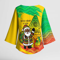Congo Christmas Kimono Sleeve Blouse with African Santa Tribal Tree and Colorful Gift Design - Wonder Print Shop