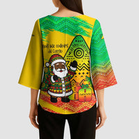 Congo Christmas Kimono Sleeve Blouse with African Santa Tribal Tree and Colorful Gift Design - Wonder Print Shop