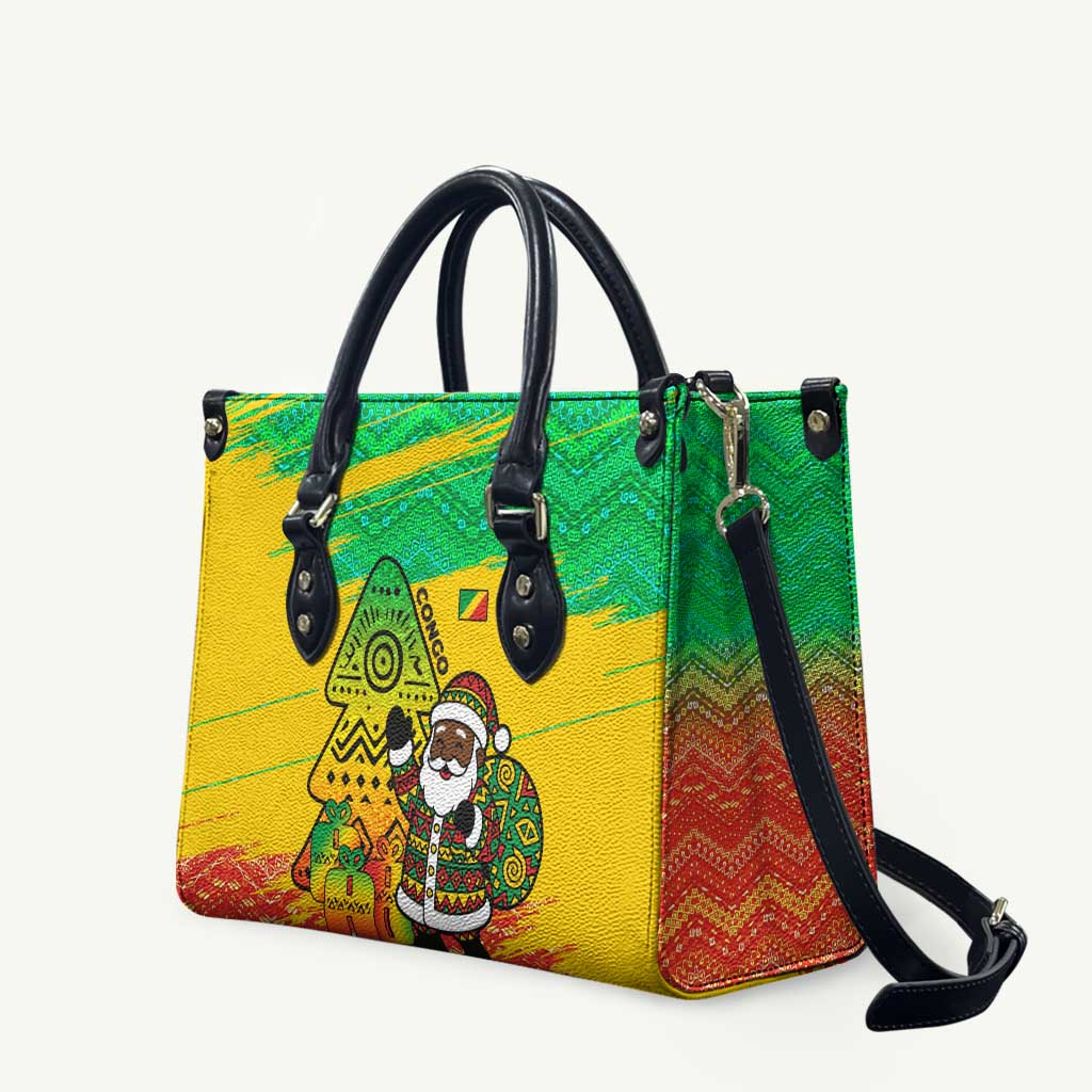 Congo Christmas Leather Bag with African Santa Tribal Tree and Colorful Gift Design - Wonder Print Shop