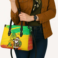 Congo Christmas Leather Bag with African Santa Tribal Tree and Colorful Gift Design - Wonder Print Shop