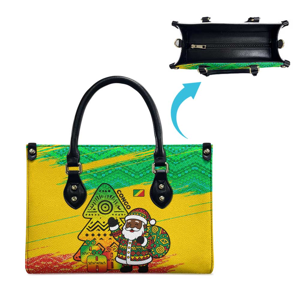 Congo Christmas Leather Bag with African Santa Tribal Tree and Colorful Gift Design - Wonder Print Shop