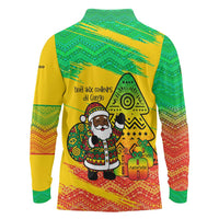Congo Christmas Long Sleeve Polo Shirt with African Santa Tribal Tree and Colorful Gift Design - Wonder Print Shop