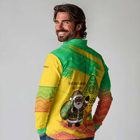 Congo Christmas Long Sleeve Polo Shirt with African Santa Tribal Tree and Colorful Gift Design - Wonder Print Shop