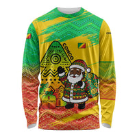 Congo Christmas Long Sleeve Shirt with African Santa Tribal Tree and Colorful Gift Design - Wonder Print Shop