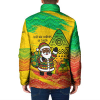 Congo Christmas Padded Jacket with African Santa Tribal Tree and Colorful Gift Design - Wonder Print Shop