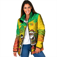 Congo Christmas Padded Jacket with African Santa Tribal Tree and Colorful Gift Design - Wonder Print Shop
