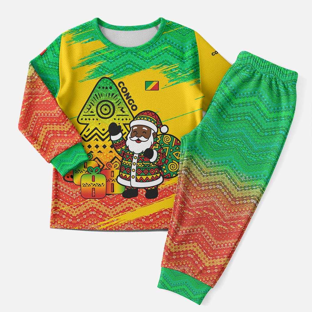 Congo Christmas Pajama Set with African Santa Tribal Tree and Colorful Gift Design - Wonder Print Shop