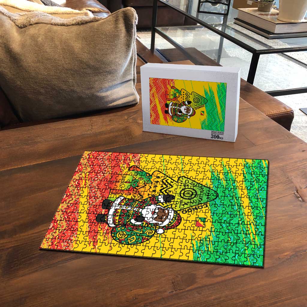Congo Christmas Puzzle with African Santa Tribal Tree and Colorful Gift Design - Wonder Print Shop