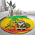 Congo Christmas Round Carpet with African Santa Tribal Tree and Colorful Gift Design - Wonder Print Shop