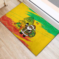 Congo Christmas Rubber Doormat with African Santa Tribal Tree and Colorful Gift Design - Wonder Print Shop