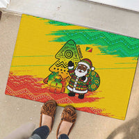 Congo Christmas Rubber Doormat with African Santa Tribal Tree and Colorful Gift Design - Wonder Print Shop