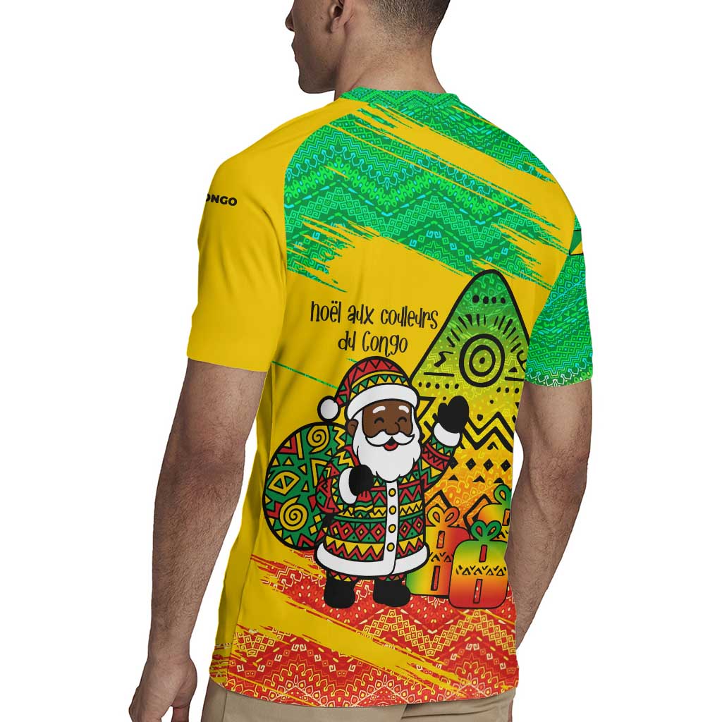 Congo Christmas Rugby Jersey with African Santa Tribal Tree and Colorful Gift Design - Wonder Print Shop