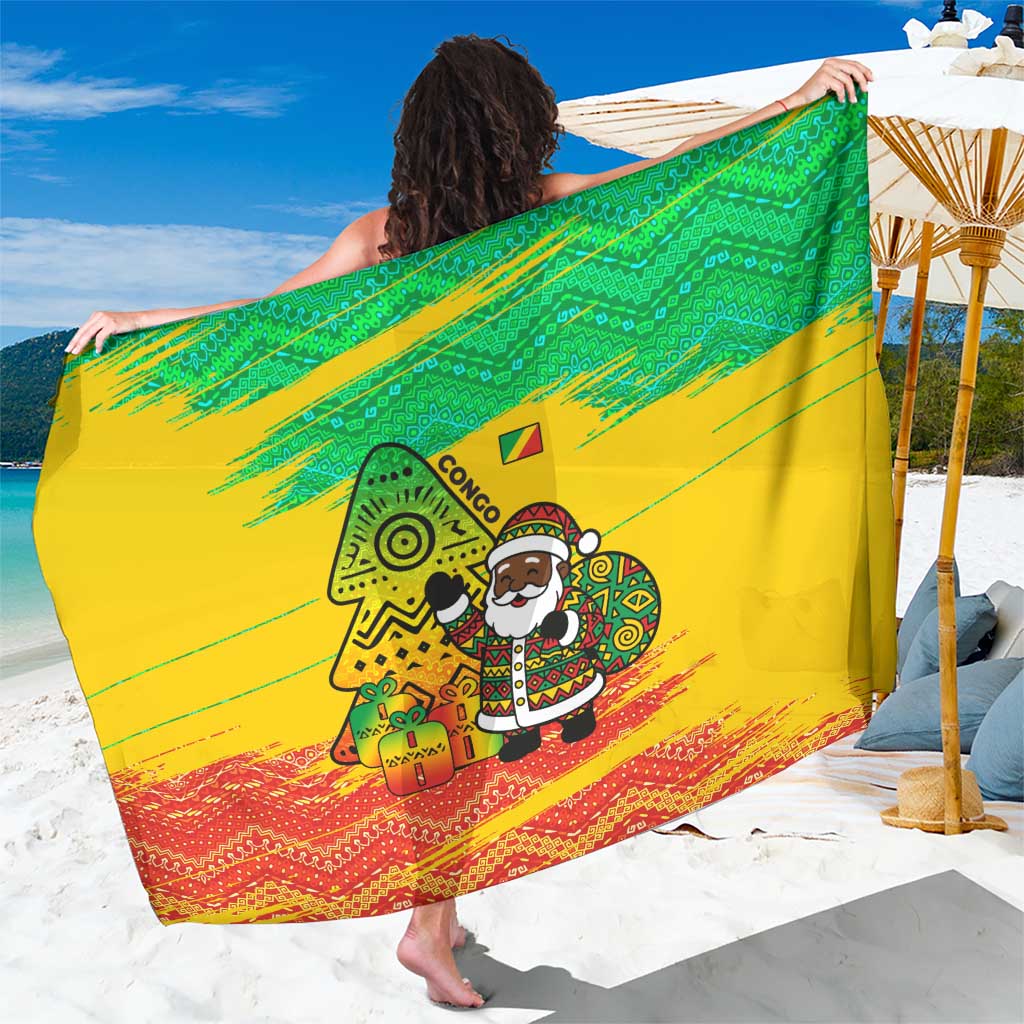 Congo Christmas Sarong with African Santa Tribal Tree and Colorful Gift Design - Wonder Print Shop