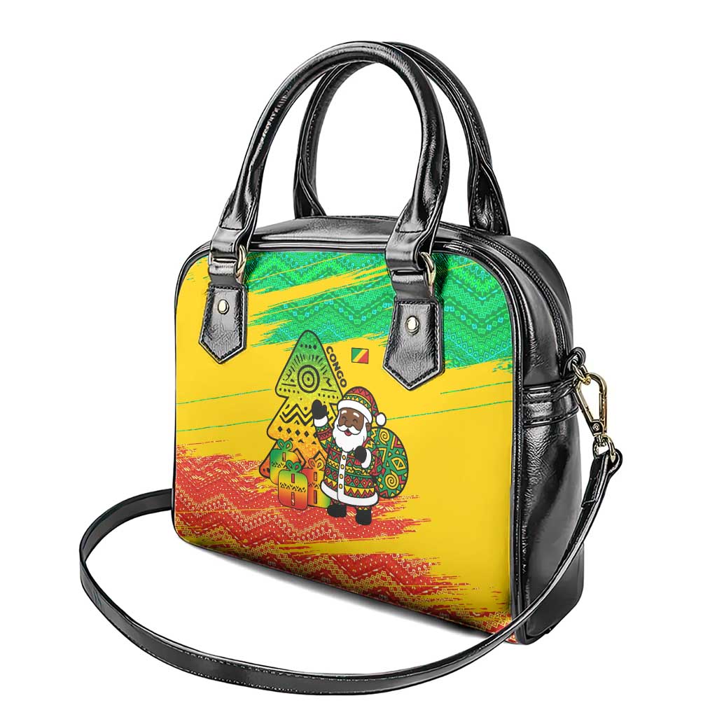 Congo Christmas Shoulder Handbag with African Santa Tribal Tree and Colorful Gift Design - Wonder Print Shop