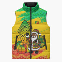 Congo Christmas Sleeveless Puffer Jacket with African Santa Tribal Tree and Colorful Gift Design - Wonder Print Shop