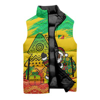 Congo Christmas Sleeveless Puffer Jacket with African Santa Tribal Tree and Colorful Gift Design - Wonder Print Shop